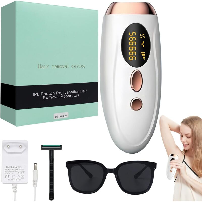 Pulsed Light Hair Remover, IPL Devices Laser Hair Removal, Laser Hair Removal, Painless Epilator for Face, Armpits, Arms, Legs and Body (White)