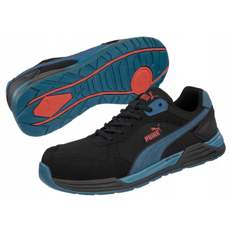 Puma Safety Shoes - Puma Frontside blk/blue Low S1PS esd Vegane Sicherheitsschuhe - 43 eu - Schwarze