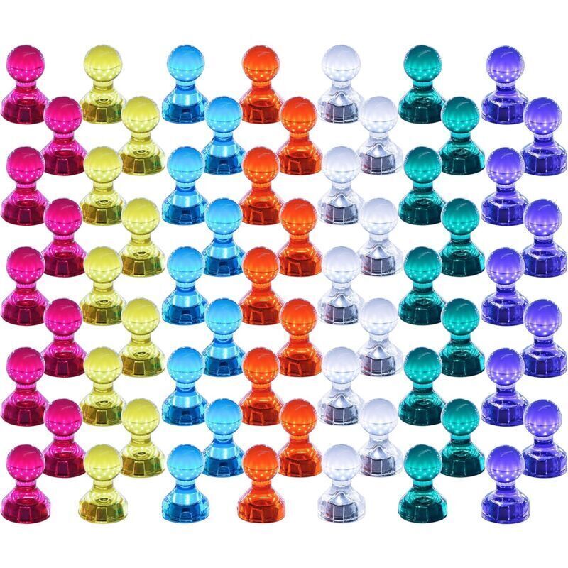 Push-Pin-Magnete, 60er-Packung, verschiedene Farben, starke magnetische Push-Pins, perfekte Magnete für Whiteboard, Kühlschrank, Karte und Kalender,