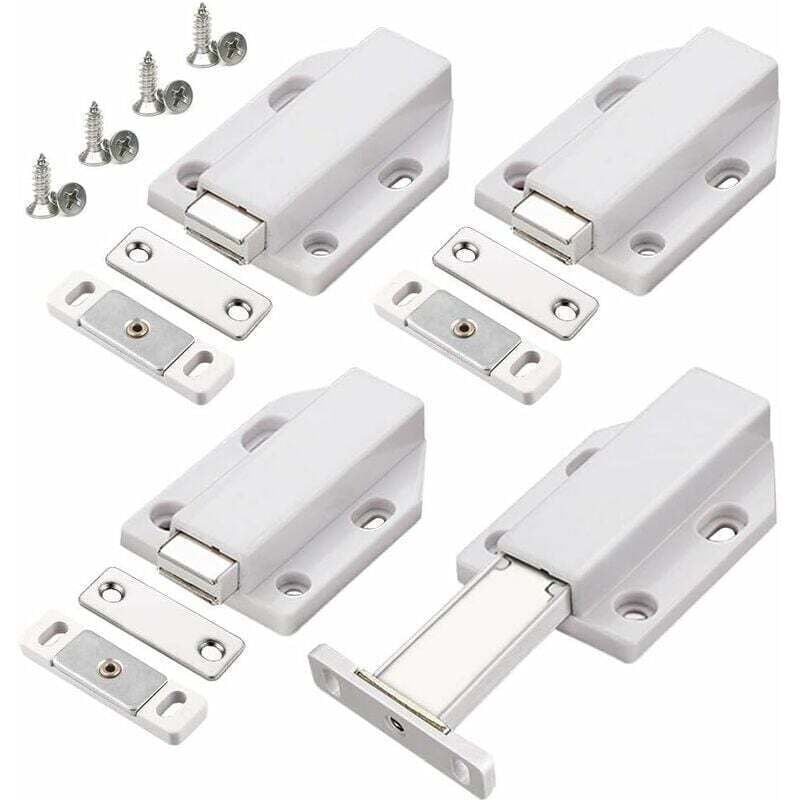 Push to Open 4 Stück Push Open Push Door Schrank Magnetverschluss für Schrankschubladensystem Magnetriegelschloss Push Door Dämpfer für Schranktür,