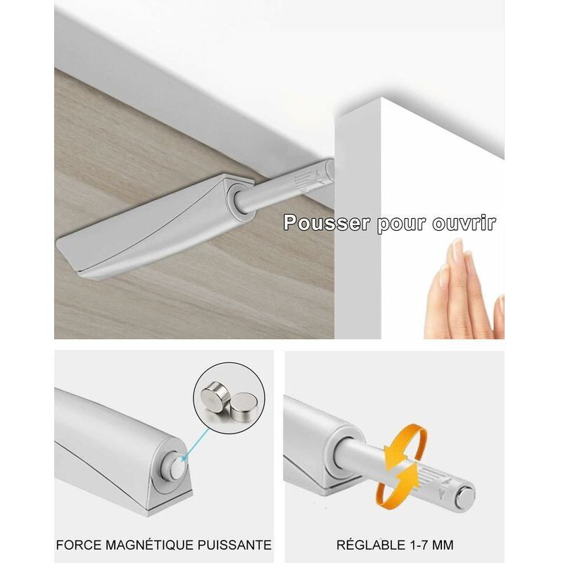 Push-to-Open-Schranktürdämpfer Jiayi Magnetic Push-Open-Verriegelung Schrank-Magnetschließer für Schrank Push-to-Open-System Schubladendämpfer