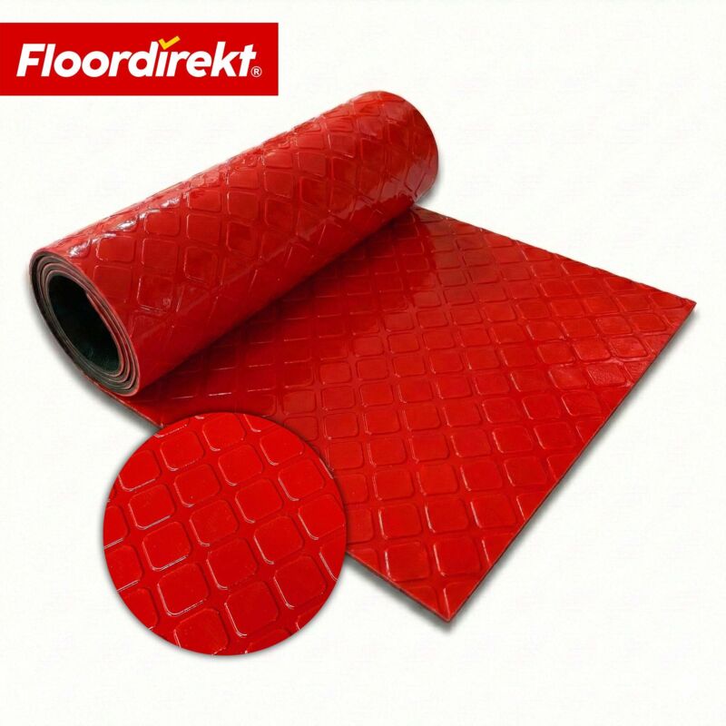 PVC-Bodenbelag Check Quadra Quadrat-Optik Rot 110 Breitex 100 cm