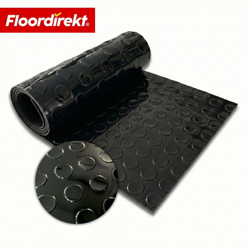 PVC-Bodenbelag Coin Mirror Coin-Optik Flachnoppen Schwarz 110 Breitex 150 cm