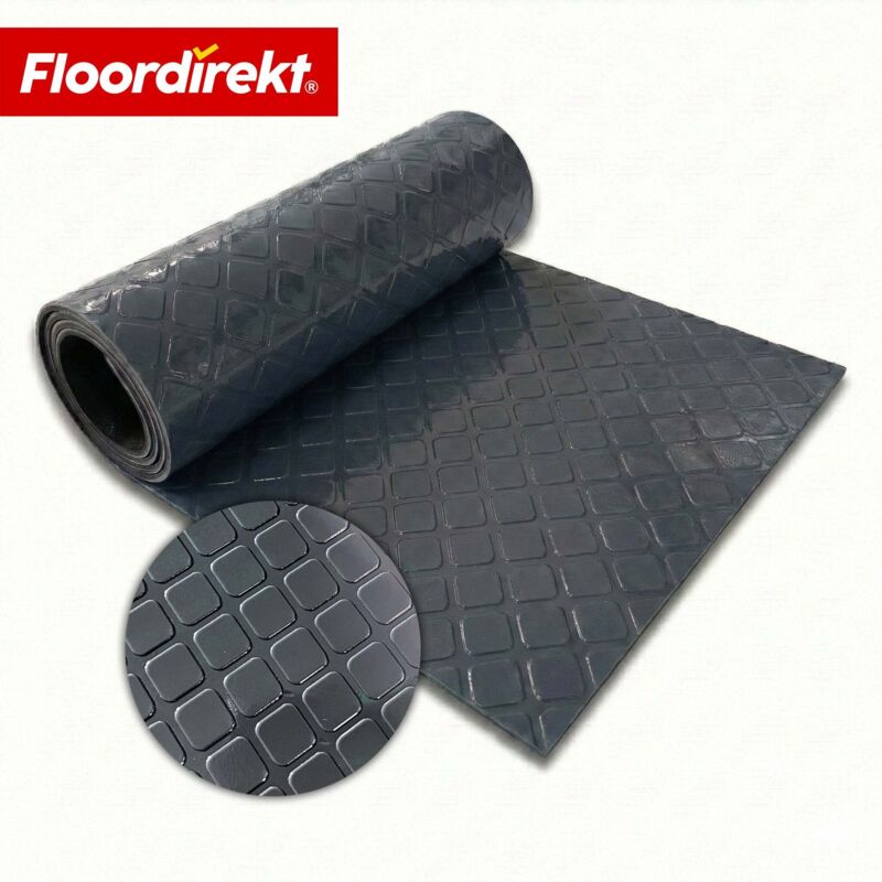 PVC-Bodenbelag Check Quadra Quadrat-Optik Dunkelgrau 110 Breitex 350 cm