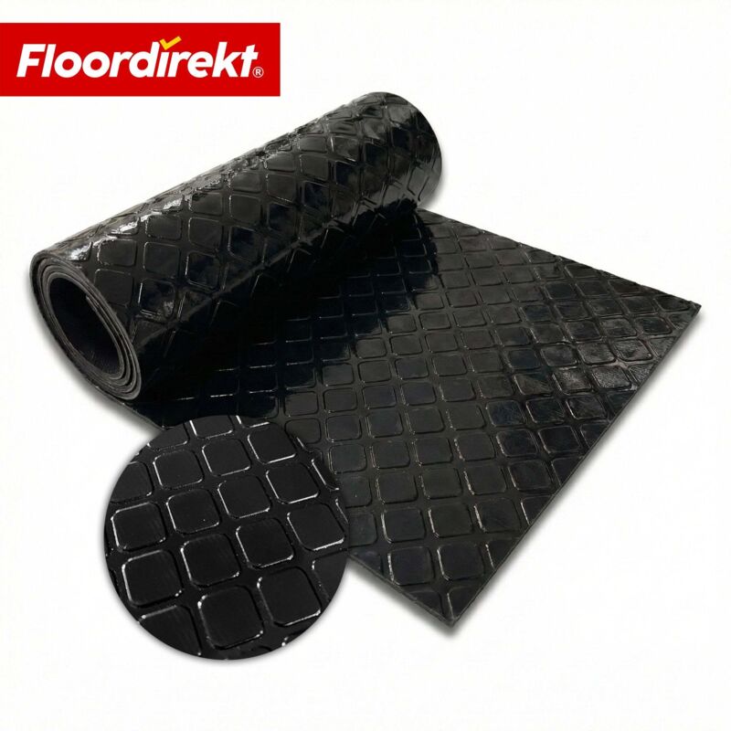PVC-Bodenbelag Check Quadra Quadrat-Optik Schwarz 110 Breitex 150 cm