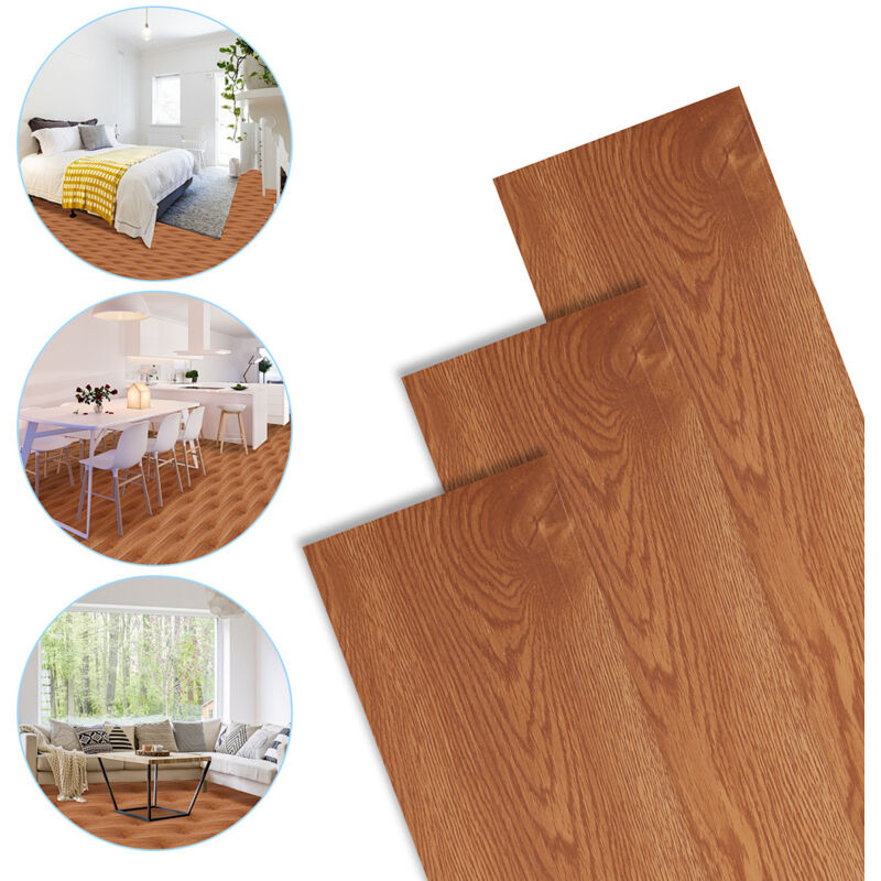 PVC Bodenbelag Vinylboden Selbstklebend mit Holz-Optik, 35 Stück 4,89 m² Vinyl Klebefliesen Bodenfliesen Selbstklebend, PVC Boden Rutschfest