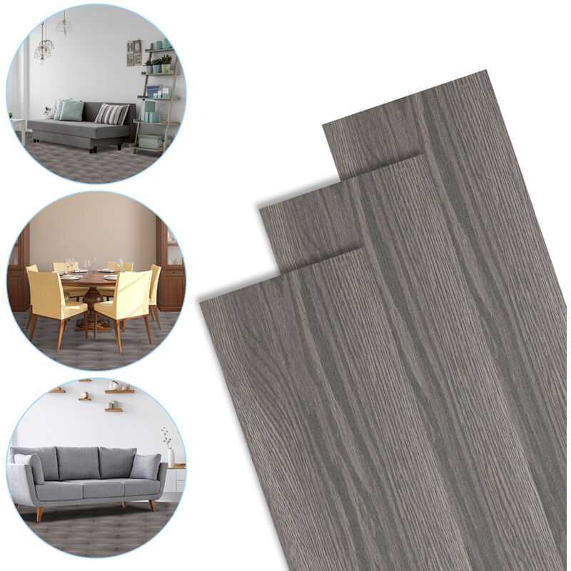 PVC Bodenbelag Vinylboden Selbstklebend mit Holz-Optik, 49 Stück 6,84 m² Vinyl Klebefliesen Bodenfliesen Selbstklebend, PVC Boden Rutschfest