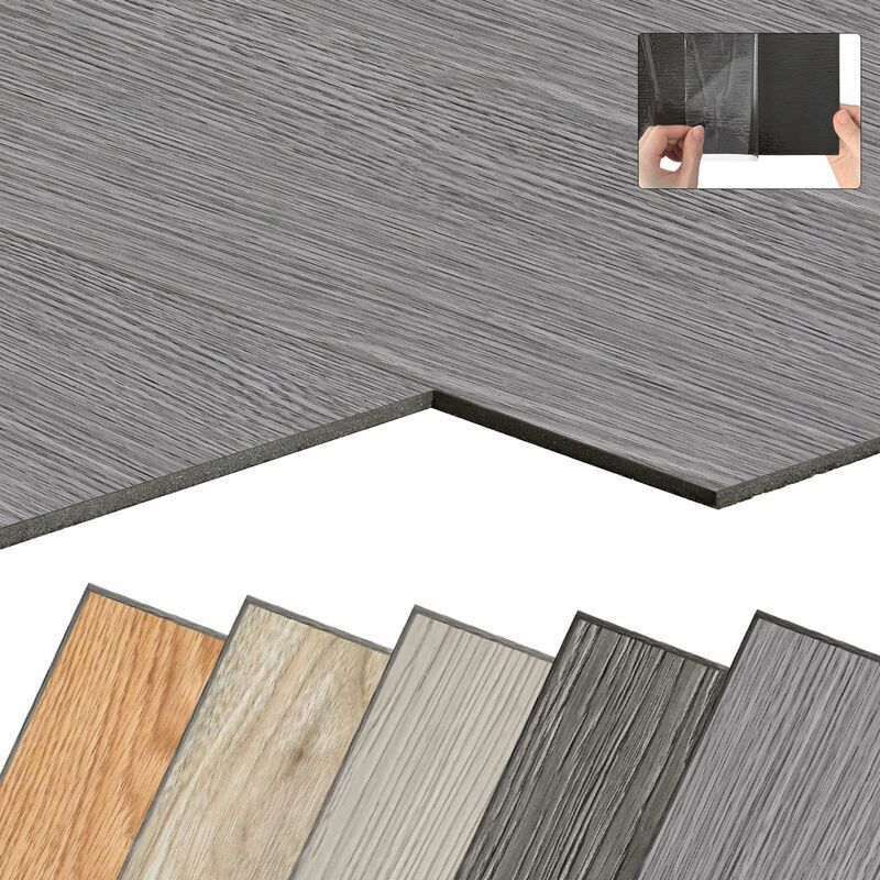 PVC Bodenbelag Vinylboden Selbstklebend mit Holz-Optik, Vinyl Klebefliesen Bodenfliesen Selbstklebend, PVC Boden Rutschfest Wasserfest Schwer