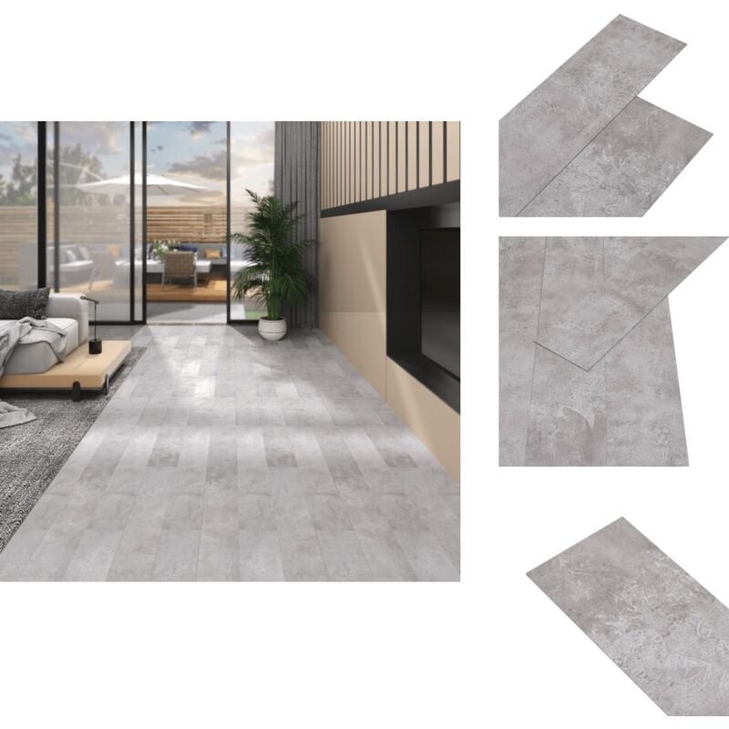 PVC-Fliesen 5,02 m² 2 mm Selbstklebend Bodengrau - PVC Bodenbelag - Selbstklebender Boden - Wohnraum Dekoration - Küchenboden - Badboden