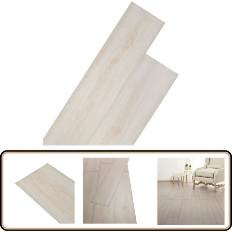 PVC-Fliesen Nicht Selbstklebend 5,26 m² 2 mm Eiche Weiß - PVC-Bodenbelag - Vinylboden - Eichenoptik - Wohnraumgestaltung - Badezimmerboden