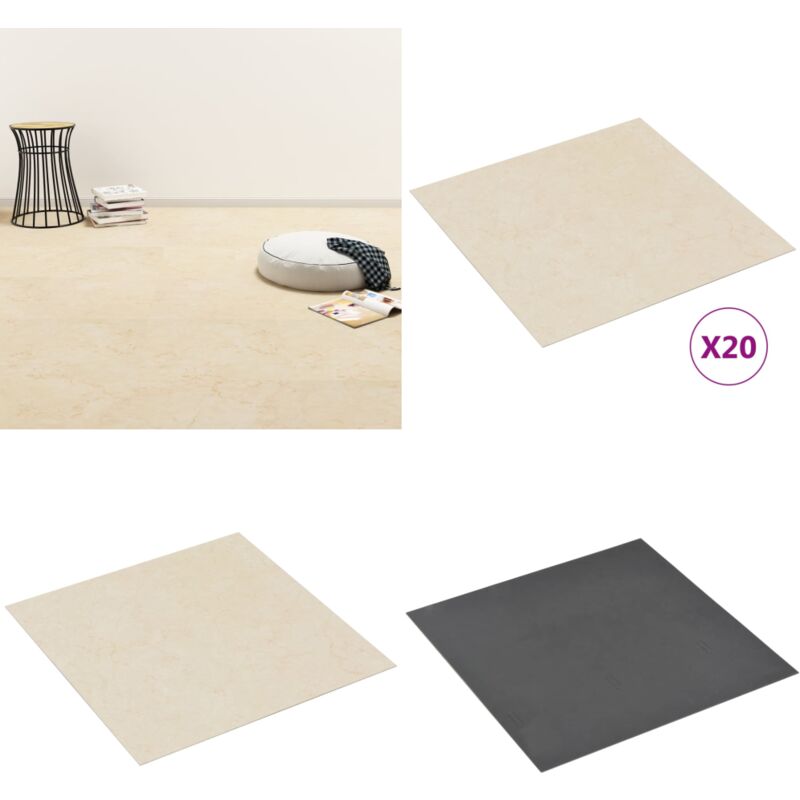 PVC-Fliesen Selbstklebend 20 Stk. 1,86 m² Beige - PVC Fliesen - Selbstklebender Bodenbelag - Wohnzimmer Dekoration - Küche Bodenbelag - Badezimmer