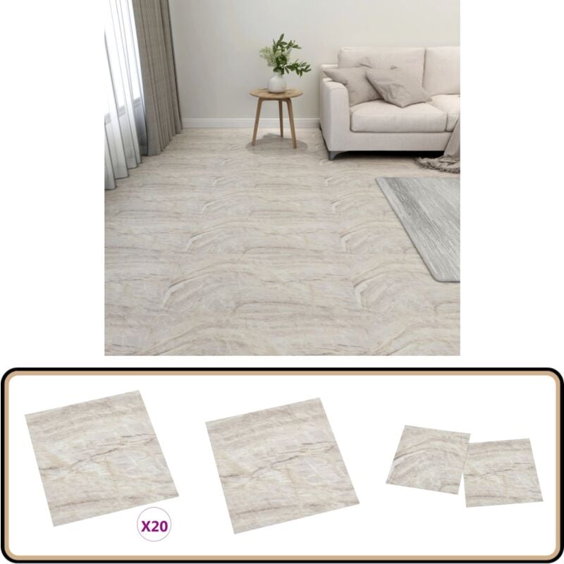 PVC-Fliesen Selbstklebend 20 Stk. 1,86 m² Beige - PVC-Fliesen - Selbstklebender Bodenbelag - Wohnzimmer - Küche - Badezimmer