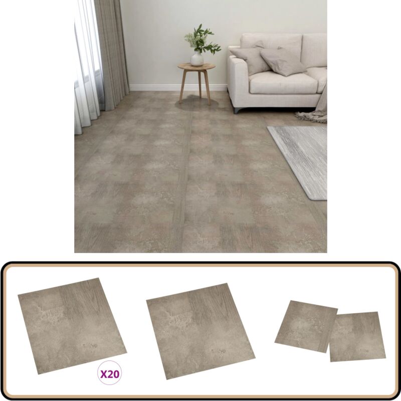 PVC-Fliesen Selbstklebend 20 Stk. 1,86 m² Grau - PVC Fliesen - Vinylboden - Selbstklebender Bodenbelag - Grauer Boden - Wohnraum Dekoration