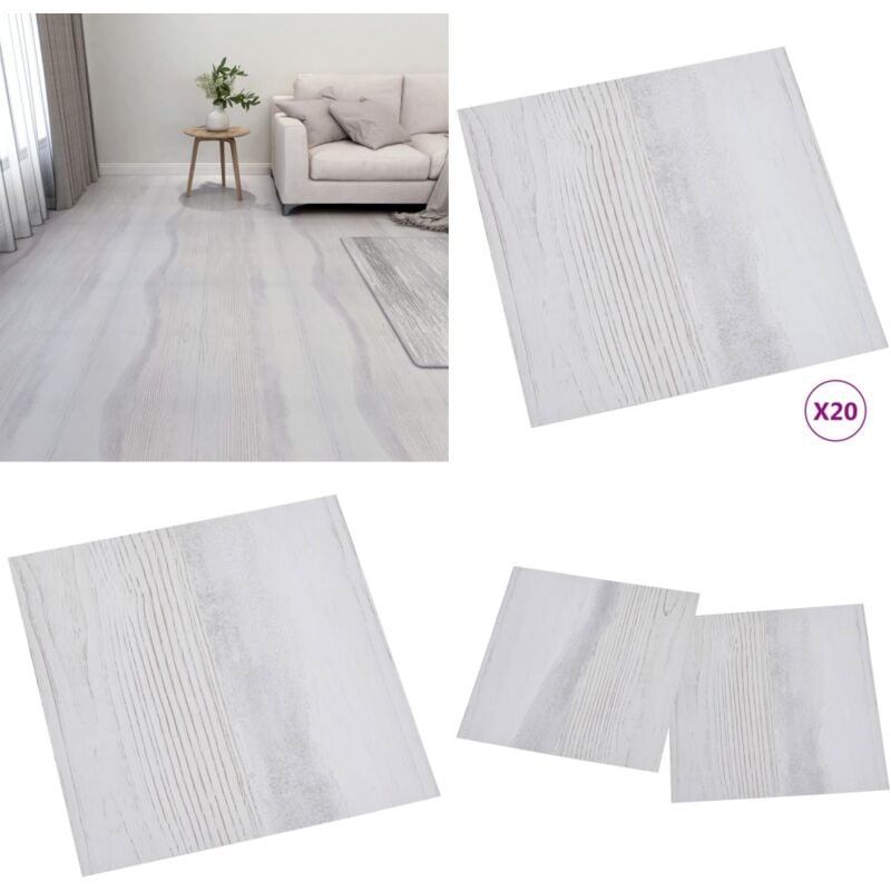 PVC-Fliesen Selbstklebend 20 Stk. 1,86 m² Hellgrau - PVC Fliesen - Selbstklebender Bodenbelag - Design Vinylboden - Wohnzimmer Dekoration - Küche