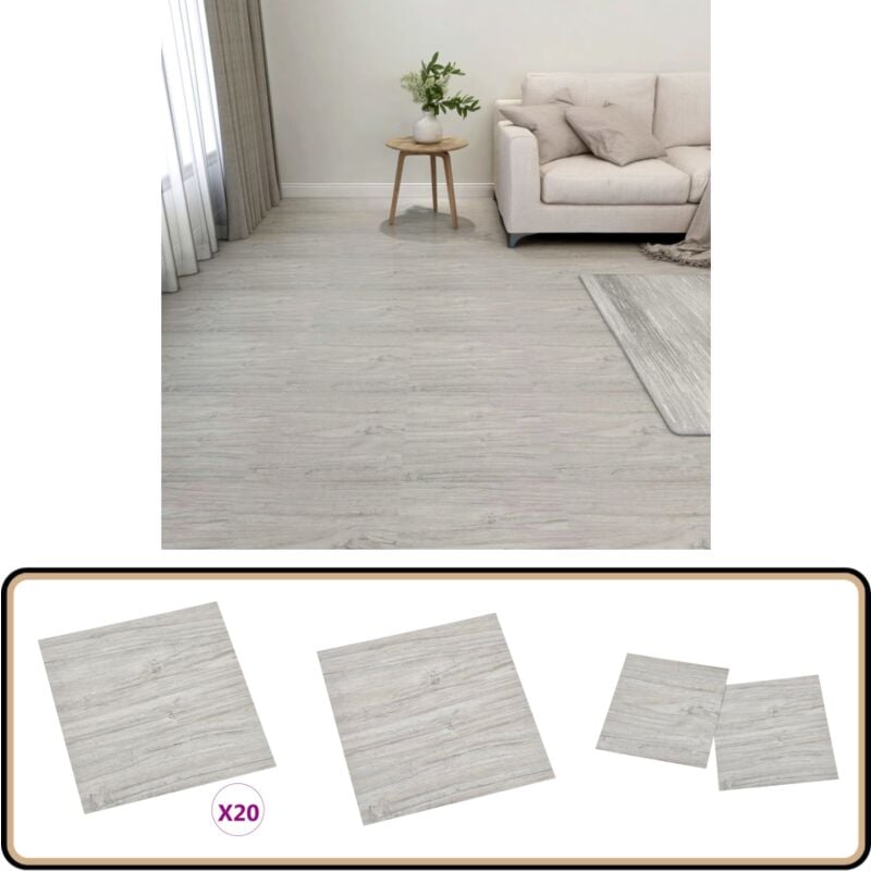 PVC-Fliesen Selbstklebend 20 Stk. 1,86 m² Hellgrau - pvc Fliesen - Selbstklebender Bodenbelag - Design Vinylboden - Wohnzimmer Dekoration - Küche