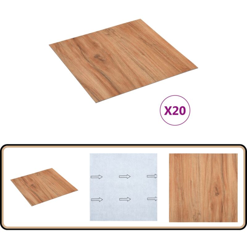 PVC-Fliesen Selbstklebend 20 Stk. 1,86 m² Holz-Optik - pvc Fliesen - Selbstklebender Bodenbelag - Vinylboden - Wohnraum Dekoration - Badezimmer Boden