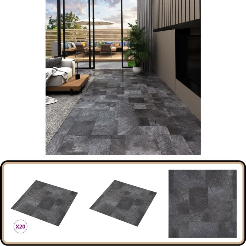 PVC-Fliesen Selbstklebend 20 Stk. 1,86 m² Holzoptik - pvc Fliesen - Selbstklebender Bodenbelag - Holzoptik - Grauer Vinylboden - Wohnzimmer Dekoration