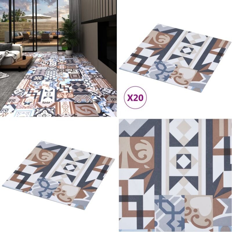 PVC-Fliesen Selbstklebend 20 Stk. 1,86 m² Mono-Muster - pvc Fliesen - Selbstklebender Bodenbelag - Vinylboden - Wohnraum Dekoration - Küche Boden