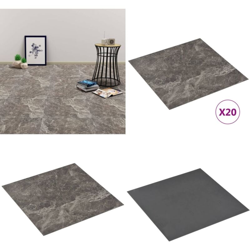 PVC-Fliesen Selbstklebend 20 Stk. 1,86 m² Schwarz Marmor-Optik - pvc Fliesen - Vinyl Boden - Marmor Optik - Selbstklebender Bodenbelag - Badezimmer