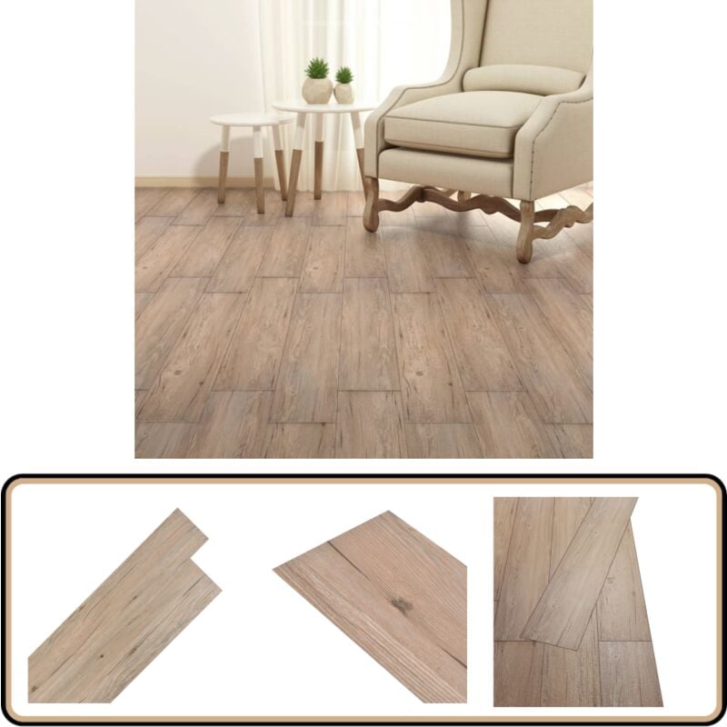 PVC-Fliesen Selbstklebend 2,51 m² 2 mm Eiche Braun - PVC Fliesen - Selbstklebender Bodenbelag - Vinyl Boden - Design Holzoptik - Wohnraum Dekoration