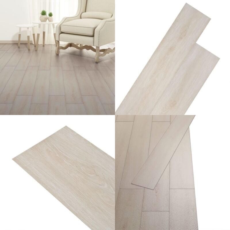 PVC-Fliesen Selbstklebend 2,51 m² 2 mm Eiche Weiß - pvc Fliesen - Selbstklebender Bodenbelag - Vinylboden - Design Holzoptik - Wohnraum Dekoration