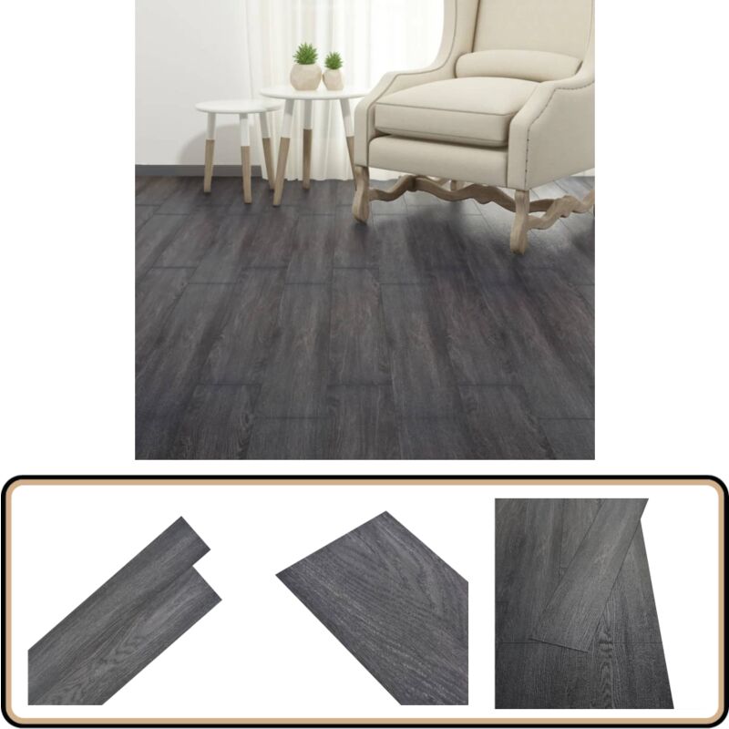 PVC-Fliesen Selbstklebend 2,51 m² 2 mm Schwarz und Weiß - pvc Fliesen - Selbstklebender Bodenbelag - Vinyl Boden - Design Holzoptik - Wohnzimmer