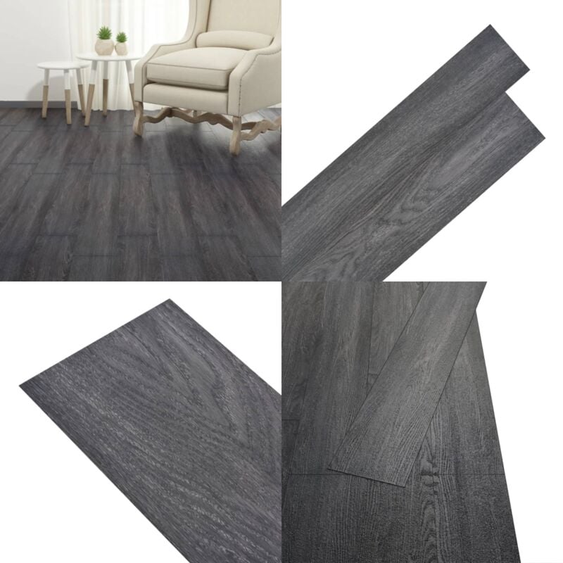 PVC-Fliesen Selbstklebend 2,51 m² 2 mm Schwarz und Weiß - pvc Fliesen - Selbstklebender Bodenbelag - Vinyl Boden - Design Holzoptik - Wohnzimmer
