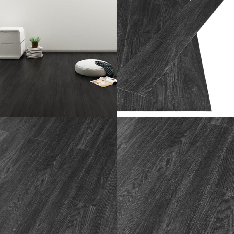 PVC-Fliesen Selbstklebend 4,46 m² 3 mm Eichen-Optik Anthrazit - PVC-Bodenbelag - Eichen-Optik - Anthrazit - Klicksystem - Schwimmender Boden - Home &