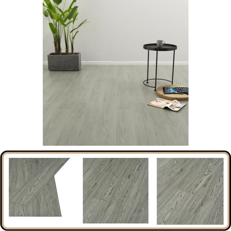PVC-Fliesen Selbstklebend 4,46 m² 3 mm Grau - pvc Bodenbelag - Selbstklebender Boden - Vinyl Boden - Grauer Boden - Wohnzimmer Boden