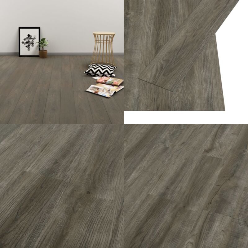 PVC-Fliesen Selbstklebend 4,46 m² 3 mm Grau und Braun - pvc Bodenbelag - Selbstklebender Boden - Vinyl Boden - Grauer Boden - Brauner Boden - Home &