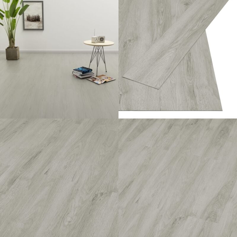 PVC-Fliesen Selbstklebend 4,46 m² 3 mm Hellgrau - PVC Boden - Vinyl Boden - Selbstklebender Bodenbelag - Designboden - Wohnzimmer Boden - Home &