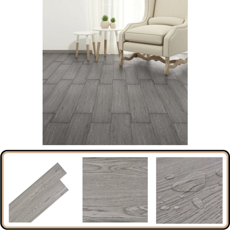 PVC-Fliesen Selbstklebend 5,21 m² 2 mm Dunkelgrau - pvc Fliesen - Vinyl Boden - Selbstklebender Bodenbelag - Wohnzimmer Boden - Küche Boden