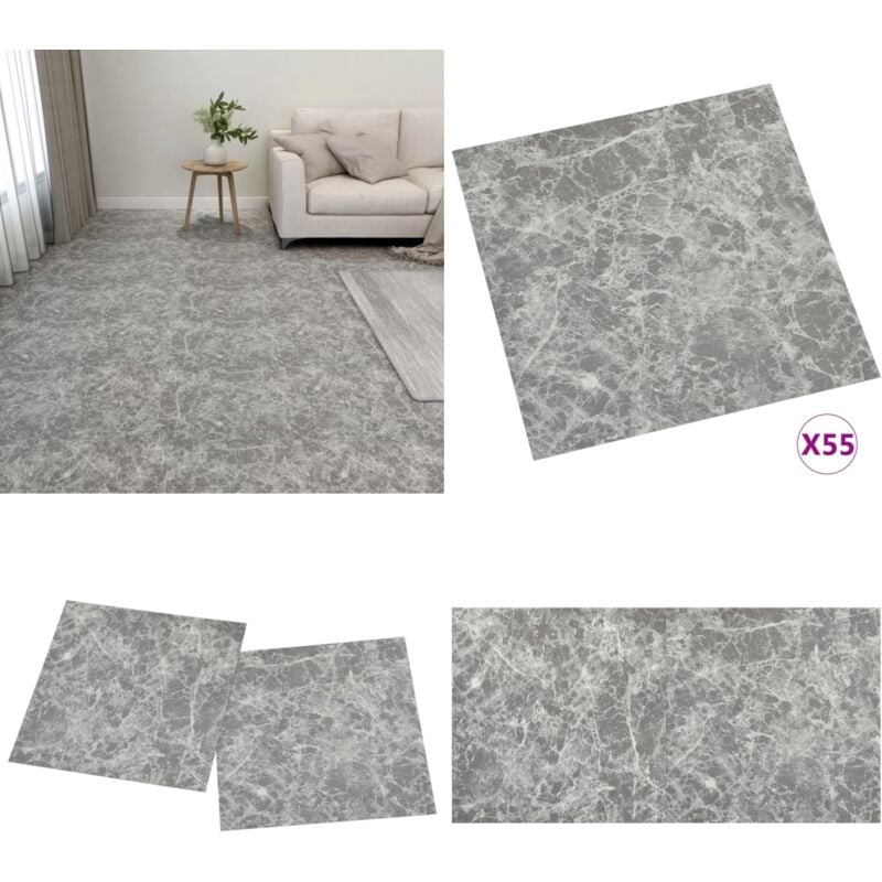 PVC-Fliesen Selbstklebend 55 Stk. 5,11 m² Betongrau - PVC Fliesen - Betonoptik - Vinylboden - Klicklaminat - Wohnraumgestaltung - Home & Living