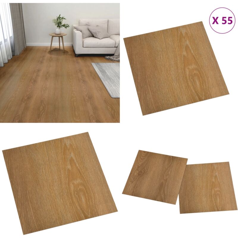 Vidaxl - PVC-Fliesen Selbstklebend 55 Stk. 5,11 m² Braun - pvc Fliesen - Vinyl Boden - Selbstklebender Bodenbelag - Wohnzimmer Boden - Küche Boden