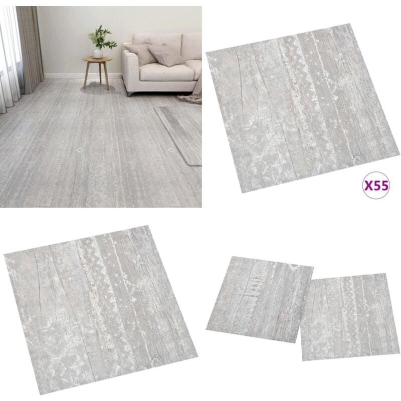 Vidaxl - PVC-Fliesen Selbstklebend 55 Stk. 5,11 m² Grau - pvc Fliesen - Vinyl Boden - Selbstklebender Bodenbelag - Grauer Boden - Wohnraum Dekoration