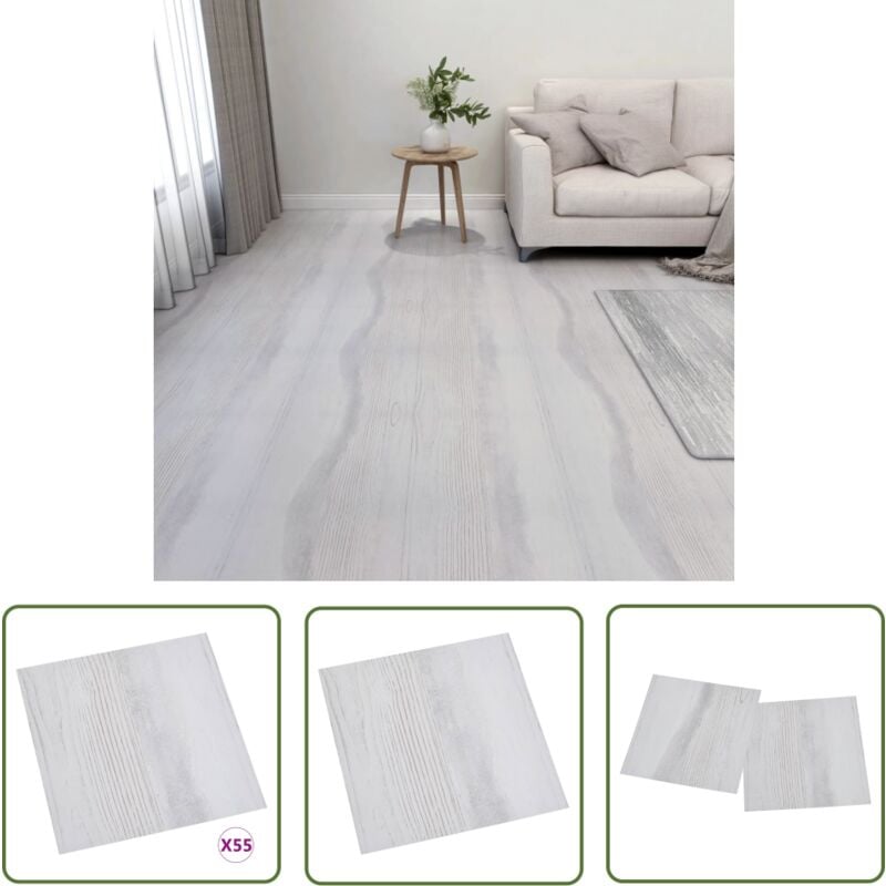 Prolenta Premium - The Living Store PVC-Fliesen Selbstklebend 55 Stk. 5,11 m² Hellgrau - pvc Fliesen - Selbstklebender Bodenbelag - Vinylboden