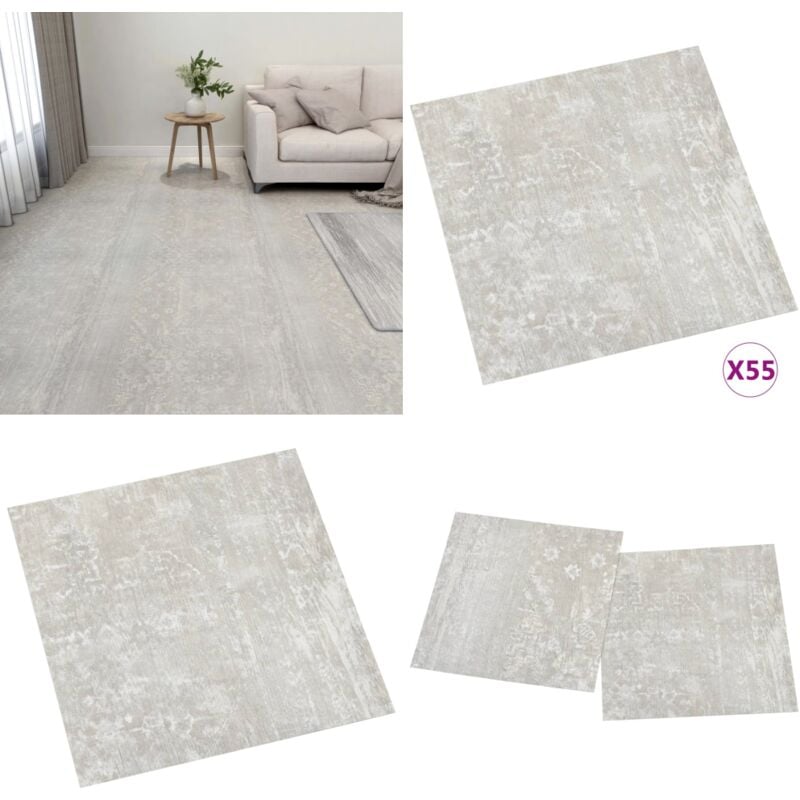Vidaxl - PVC-Fliesen Selbstklebend 55 Stk. 5,11 m² Hellgrau - pvc Fliesen - Selbstklebender Bodenbelag - Vinylboden - Wohnraumgestaltung