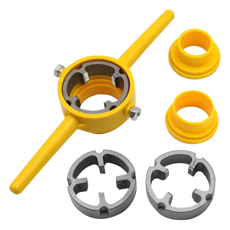 Dolaso - PVC-Gewindeherstellungswerkzeug, Rohreinfädler, Sanitär-Werkzeugsatz, runde Matrizen mit 3 1/2 Zoll, 3/4 Zoll und 1 Zoll, 6-teiliges NPT-Set