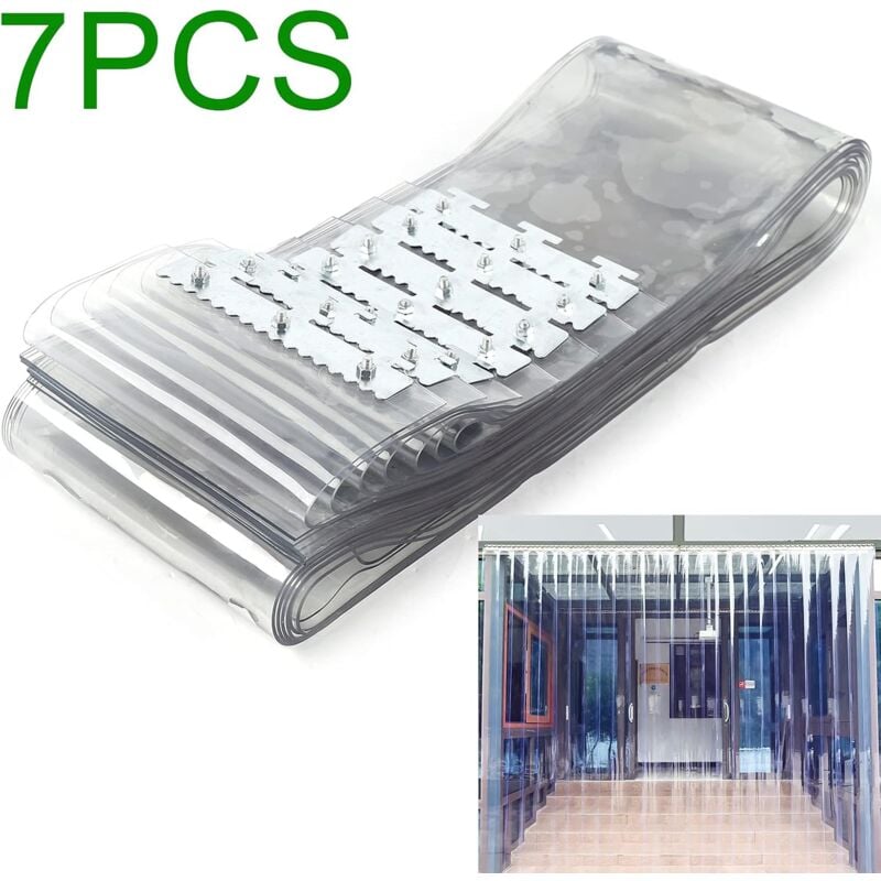 PVC-Lamellenvorhang, Streifenvorhang PVC-Lamellenvorhang 1 x 2 m Transparenter Türvorhang 7 Stück