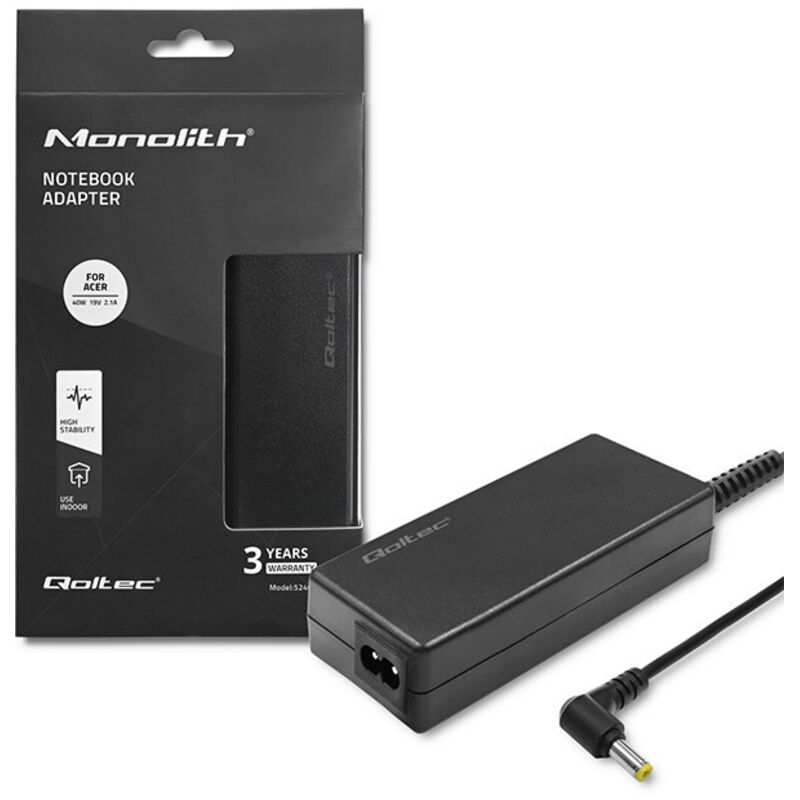 Qoltec Netzteil für Acer Laptop 40W 19V 2,1A 5,51,7 + Stromkabel