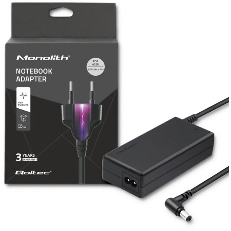 Qoltec Netzteil für Acer Laptop 90W 19V 4,74A 5,52,5 + Stromkabel
