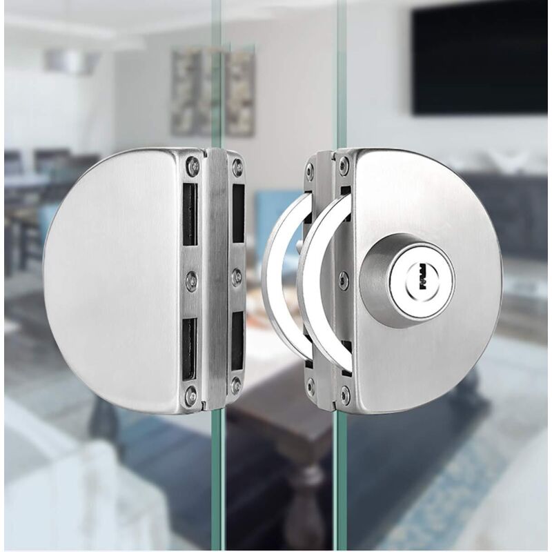 ZVD - Qrity No Drilling Stainless Steel Glass Door Lock Double Glass Door Lock Center Glass Door Lock Double Sliding Door Glass Door