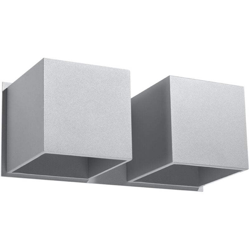 Twin Square Up & Down Wall Lamp Grey G9 Twin Square Up & Down Wandleuchte Grau G9