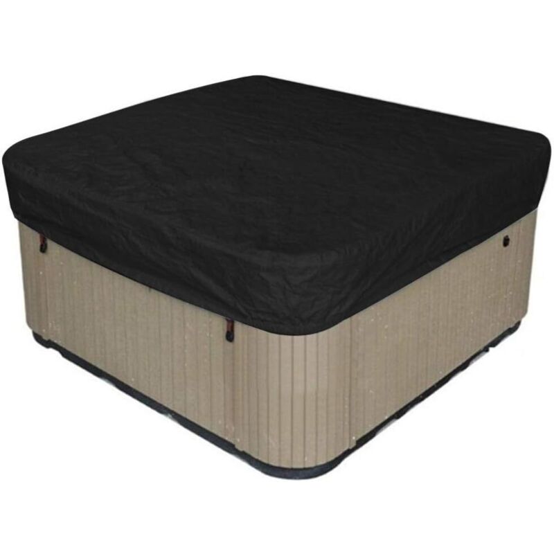 Quadratische Whirlpoolabdeckung aus 210 % Polyester, staub- und UV-beständig, wasserdicht, mit Aufbewahrungstasche, schwarz, 210 x 210 x 30 cm