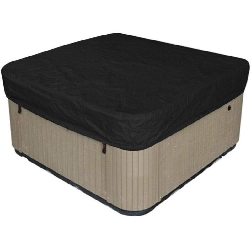 Quadratische Whirlpoolabdeckung aus 210 % Polyester, staub- und UV-beständig, wasserdicht, schwarz, 210 x 210 x 30 cm