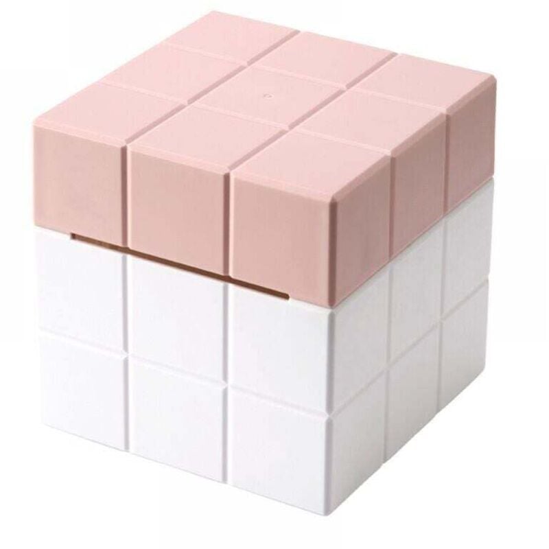 Porta pañuelos cuadrado de cuero, caja de pañuelos, cajón para papel, servilletero con forma de cubo de Rubik para estante de armario de baño, armario