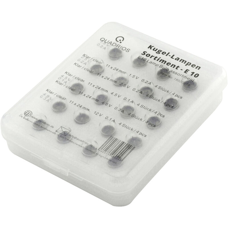 Quadrios - 1802O018 Skalenlampe 1.5 v, 2.5 v, 4.5 v, 4.8 v, 12 v Sockel E10 20 Teile