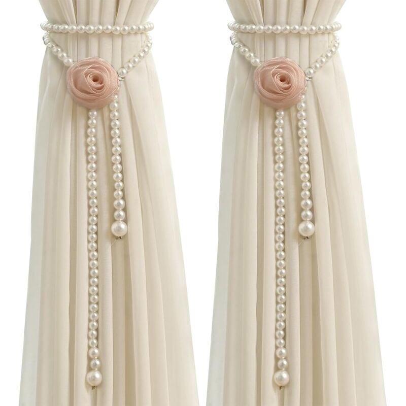 Raffhalter für Gardinen, Raffhalter mit Fransen und Perlen, Raffhalter mit Blumenmuster, verstellbare Raffhalter für Gardinen zur Dekoration von