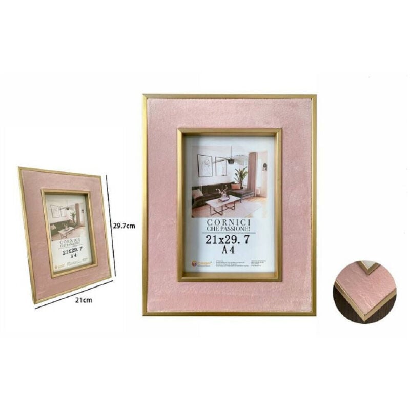 Trade Shop Traesio - Trade Shop - fotorahmen fotohalter poster gemälde leinwände 21X29,7CM rosa mit goldenen kanten 70319 -
