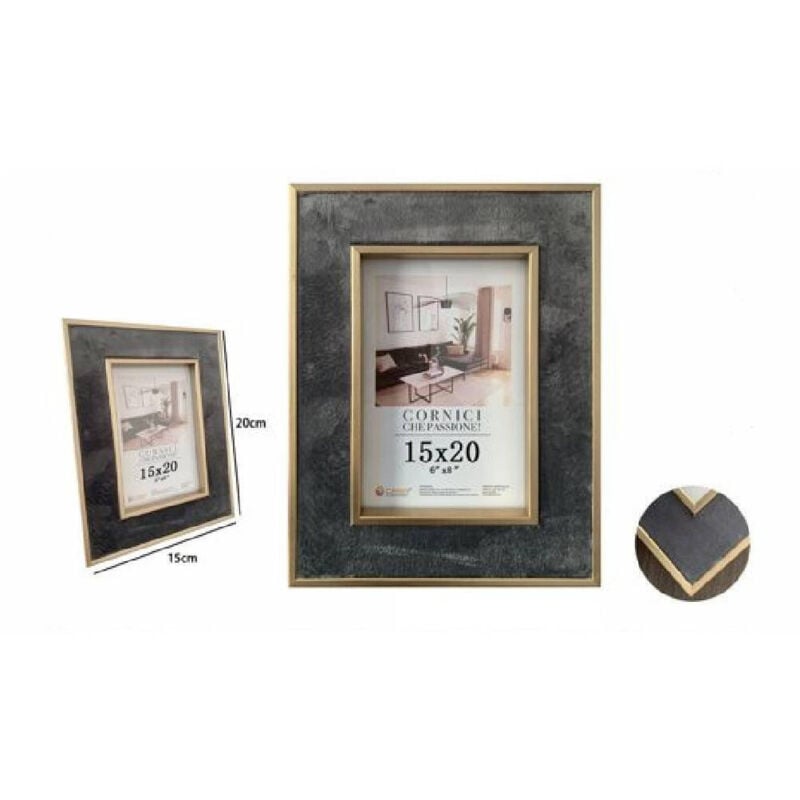 Trade Shop Traesio - Trade Shop - cournies portafous für foto poster quadri tele 15X20CM grigia mit bords oro 70307 -